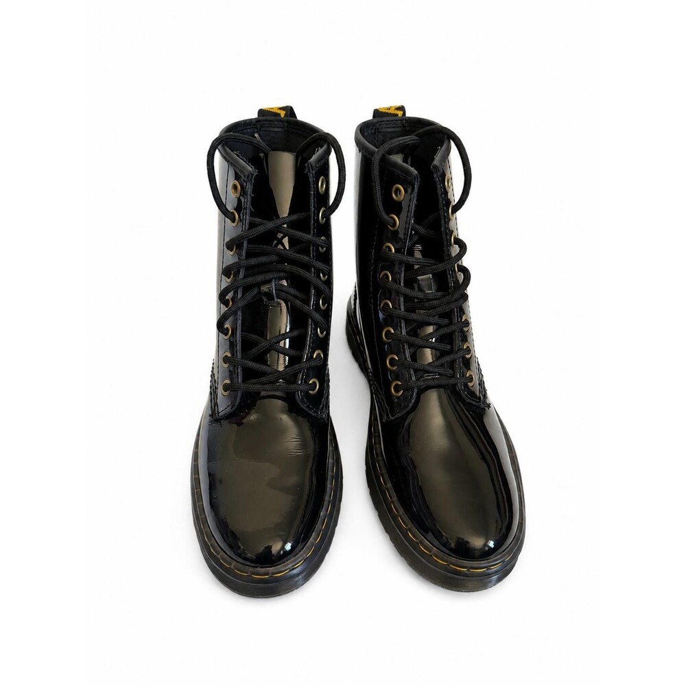 Dr Martens Zavala Women  Black Patent Leather Lace Up Boots Size 8 US Combat